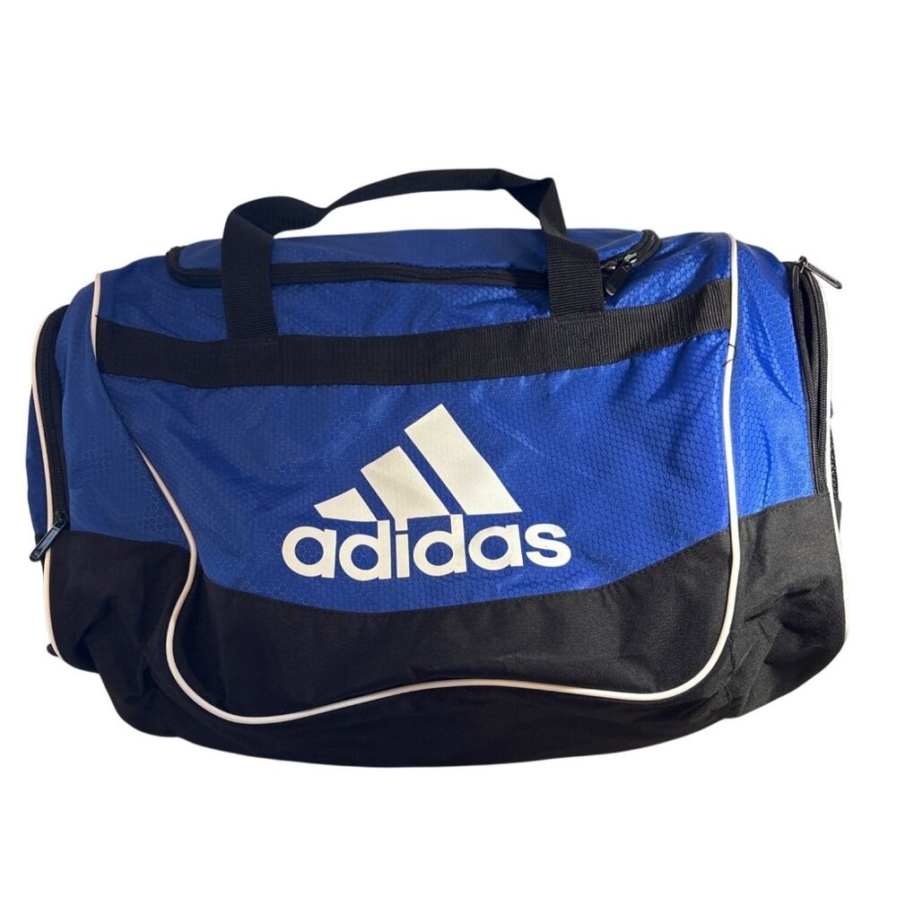 Adidas Medium Blue Black Duffel Bag Multiple Compartments Zipper 23 x 11 X 12"